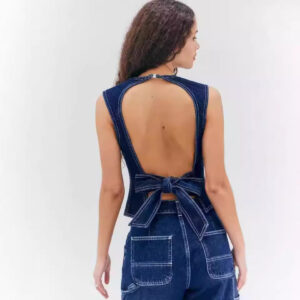 Fashion Casual Sleeveless High Waist Denim Vest