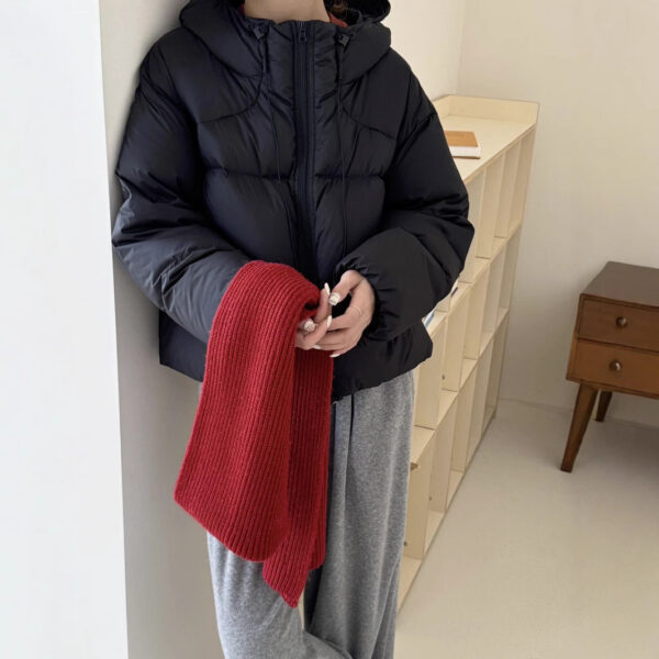 White Duck Down Puff Fluffy Hooded Down Jacket - Image 7