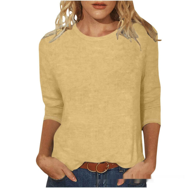 Round Neck 34 Sleeves Casual Top For Women - Image 4