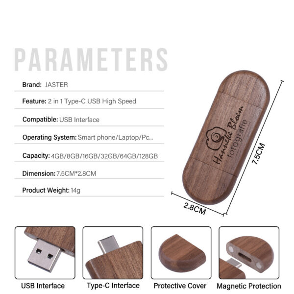 Maple Box Carved Wooden 2 In 1 Mobile Phone U-disk TYPE-C - Image 10