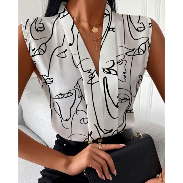 Printed Sleeveless Shirt Top For Women - Image 8