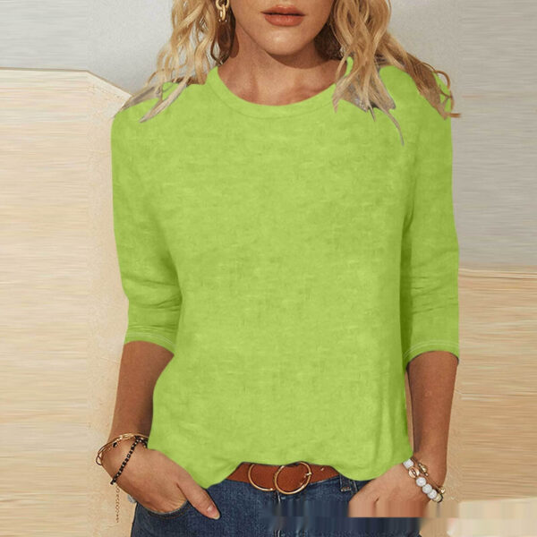 Round Neck 34 Sleeves Casual Top For Women - Image 7