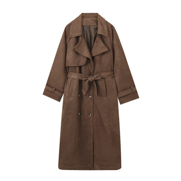 Women's Double Button Lapel Long Jacket Trench Coat - Image 4