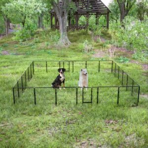 Dog Pens Outdoor 32 Height Foldable24 Panels Heavy Duty Metal Portable Dog Playpen Indoor Anti-Rust Exercise Dog Fence With Doors For LargeMedium Small Pets Play Pen For RV Camping Yard