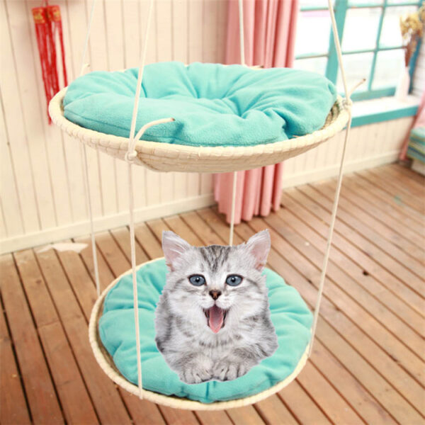 Straw cat hammock cat climbing frame cat nest - Image 3