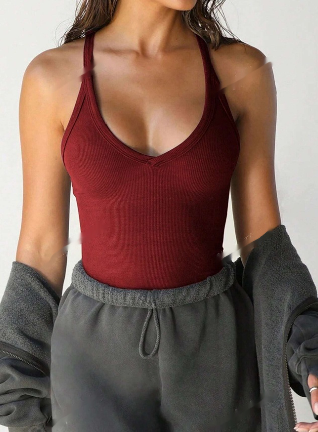 Slim-Fit Solid Color Sleeveless Crew Neck Casual Sports Tank Top - Image 3