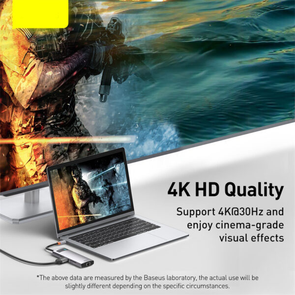 Metal Shimmer Typec Hub Multi-function Docking Station 4K HD USB Notebook 6-in-1 - Image 4