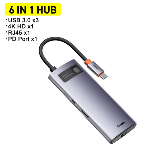 Metal Shimmer Typec Hub Multi-function Docking Station 4K HD USB Notebook 6-in-1 - Image 10