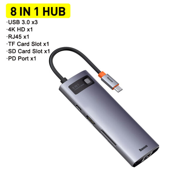Metal Shimmer Typec Hub Multi-function Docking Station 4K HD USB Notebook 6-in-1 - Image 6