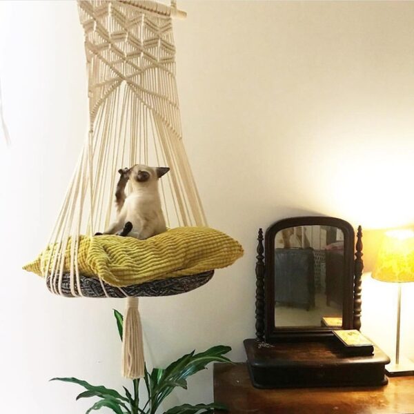 Pet Swing Cage Handmade Macrame Four Seasons Available - Image 7