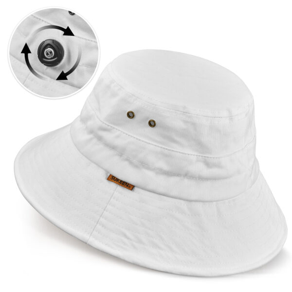 Cotton Bucket Hat For Men Women Adjustable Knob Sun Hat Wide Brim Fishing Hat For Walking Daily Outdoor - Image 3
