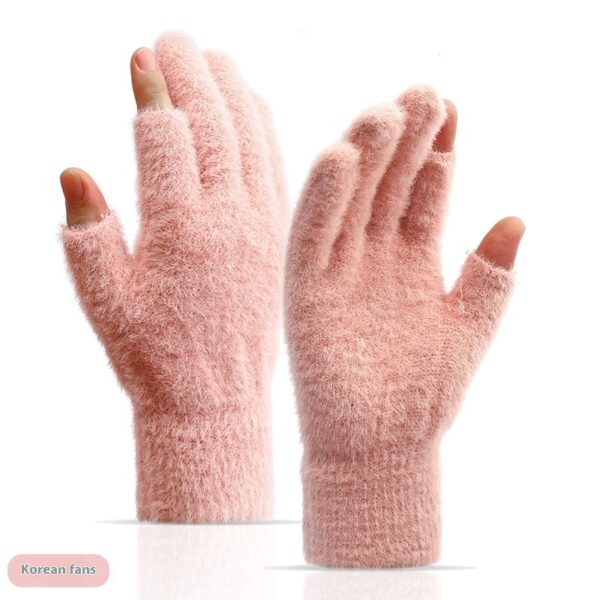 Autumn And Winter Fashionable Warm Exposed Two Finger Gloves - Image 3