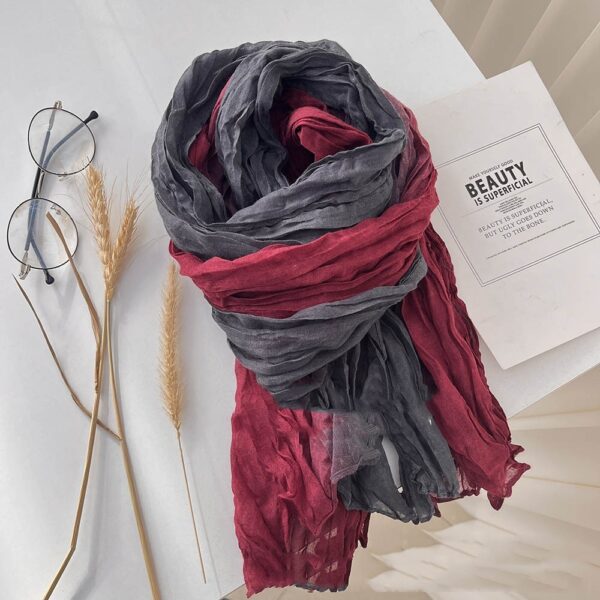 Men's And Women's Color Matching Autumn And Winter Cotton And Linen Feel Long Strip - Image 2