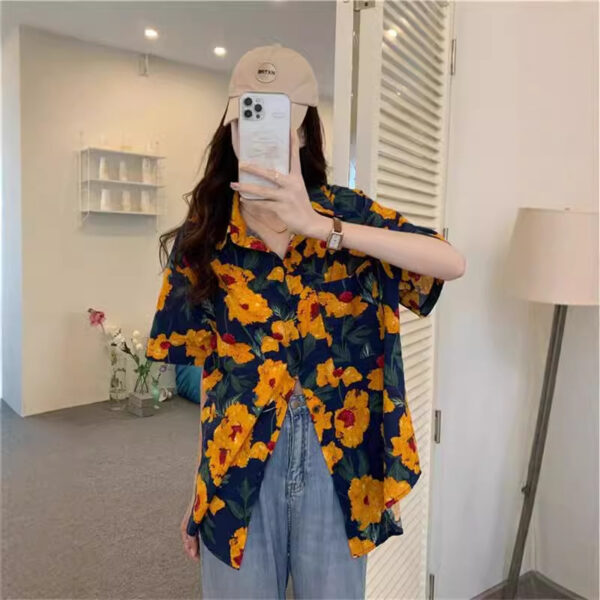 Retro Printed Shirt Top Summer Women's - Image 5