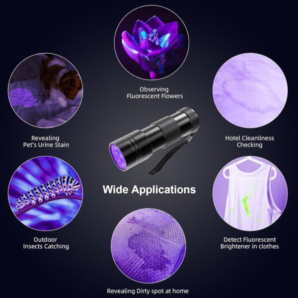 UV Flashlight LED Handheld Blacklight Flashlight Mini Light Torch Detector For Dog Pet Urine Stains Bed Bugs And Scorpions Batteries Not Included - Image 8