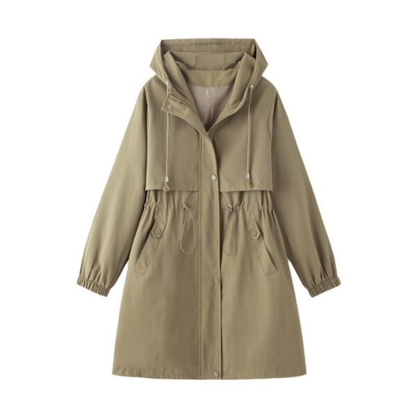 Early Autumn Casual Women's Windbreaker Loose Hooded Fashion Mid-length Slimming Coat - Image 5