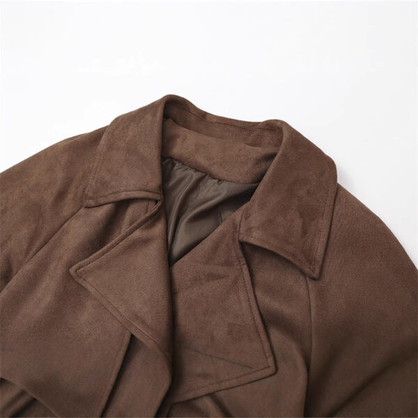 Women's Double Button Lapel Long Jacket Trench Coat - Image 3