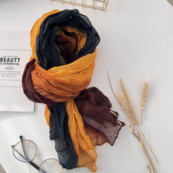 Men's And Women's Color Matching Autumn And Winter Cotton And Linen Feel Long Strip - Image 4