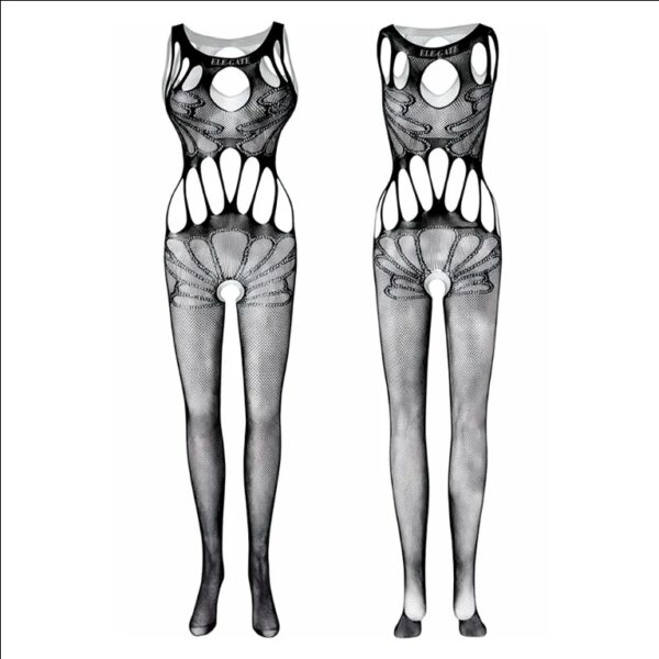High Neck Lace Fishnet Bodysuit - Image 2