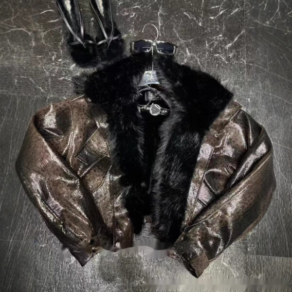 Leather Coat Quilted To Keep Warm Coat - Image 8