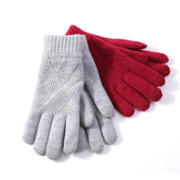 Autumn And Winter Double Layer Fleece-lined Thickened Knitting Gloves - Image 4