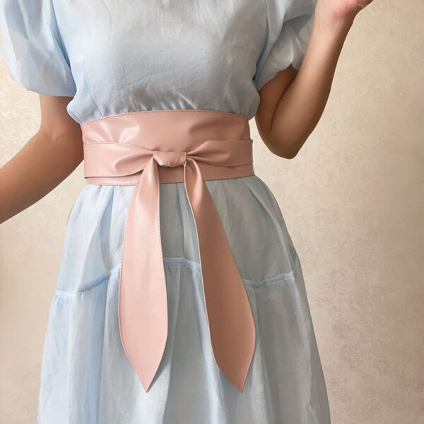 PU Wide Belt Coat Decoration Bandage Waist Seal With Dress - Image 8