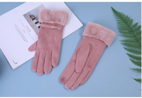 Outdoor Cycling Touch Screen Fleece Thickening Suede Gloves - Image 4