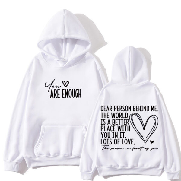 New YOU ARE ENOUGH Lettered Casual Hoodie - Image 3