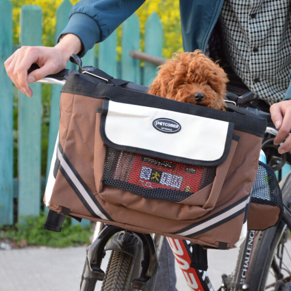 Pet Bicycle Carrier Cat Dog Bicycle Bag Bike Removable Basket Handlebar Front Basket Small Cat Dog Carrier - Image 2