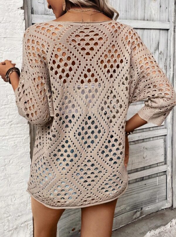 Women's Loose Casual Sleeve Hollow Knit Top - Image 5