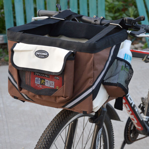 Pet Bicycle Carrier Cat Dog Bicycle Bag Bike Removable Basket Handlebar Front Basket Small Cat Dog Carrier - Image 4