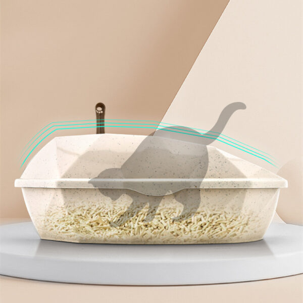 Plastic Anti-sputtering Diamond-shaped Semi-enclosed Cat Litter Box - Image 8