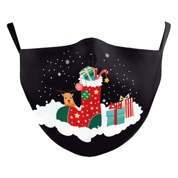 Christmas Green Digital Printing Windproof Double Layer Dustproof Mask - Image 4