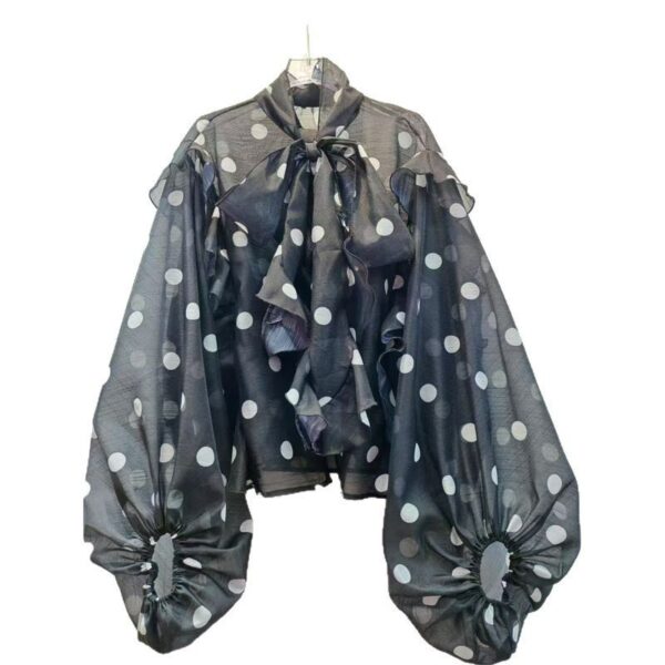 Unique Ruffled Temperament Polka Dot Shirt Women - Image 4