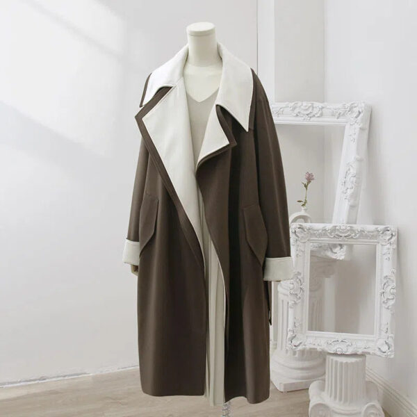 Double-layer Collar Fake Two-piece Long Sleeve Coat Overcoat - Image 2