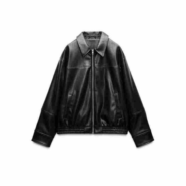Women's Loose Lapels Leather Coat - Image 6