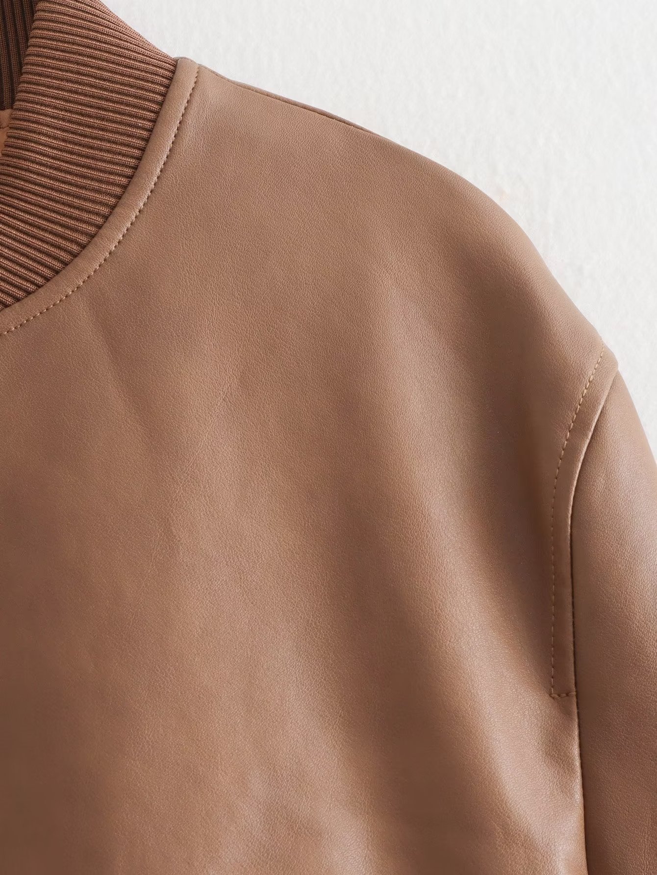 Women's Stand Collar Motorcycle Pilot Jacket - Image 10