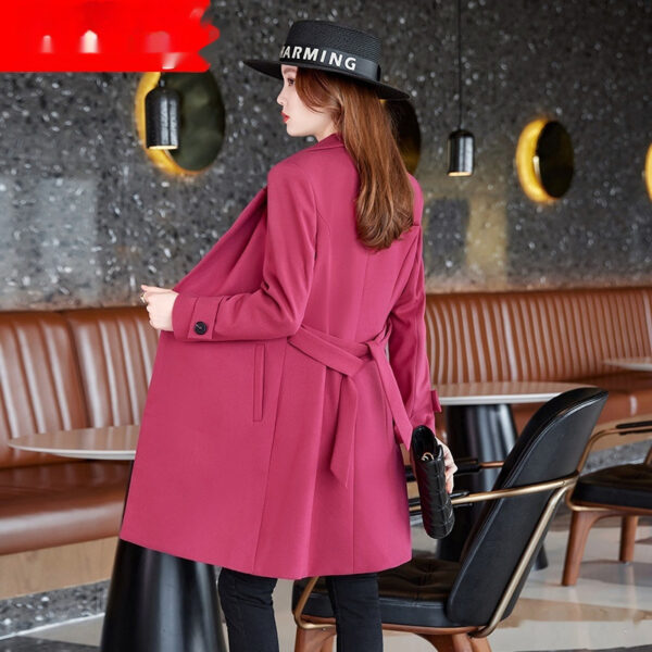 Korean Style Professional Mid-length Suit Collar Trench Coat - Image 2