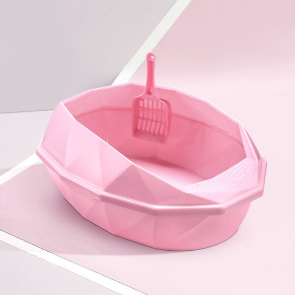 Plastic Anti-sputtering Diamond-shaped Semi-enclosed Cat Litter Box - Image 3