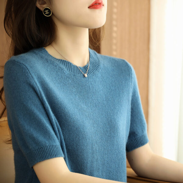 Slim-fitting Simple Bottoming Needle Sweater Top Round Neck Trend - Image 6