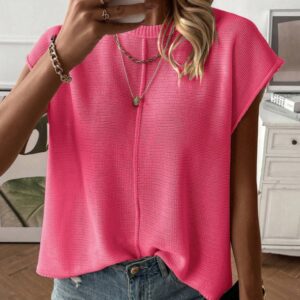 Solid Batwing Sleeve Sweater Vest