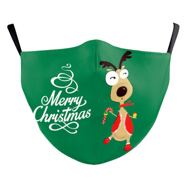 Christmas Green Digital Printing Windproof Double Layer Dustproof Mask - Image 8