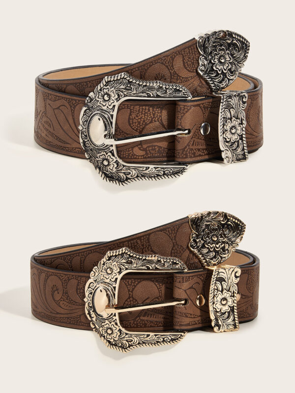 Brown Texture Niche Pin Buckle Belt - Image 5