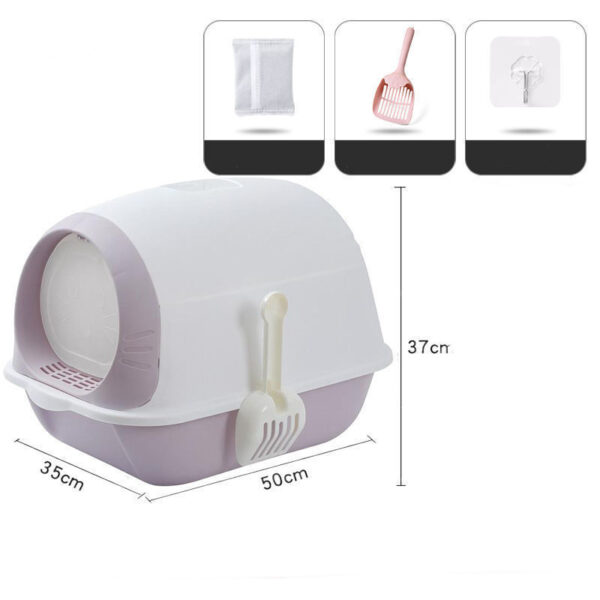 Elevated Semi-closed Litter Suction Deodorant Cat Toilet With Flip Cover - Image 2