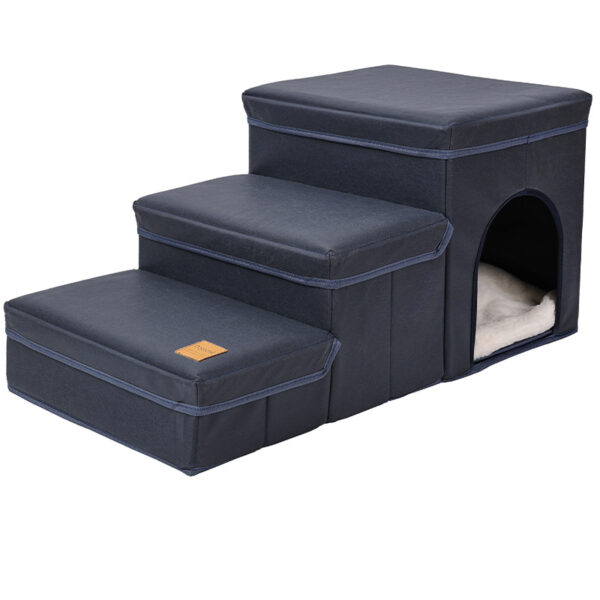 Foldable Dog Stairs With Storage - 3-Level Small To Medium Dog Breed Ramp, Oxford Fabric, Suitable For High Beds And Sofas, Pet Ladder, Dog Stairs - Image 7