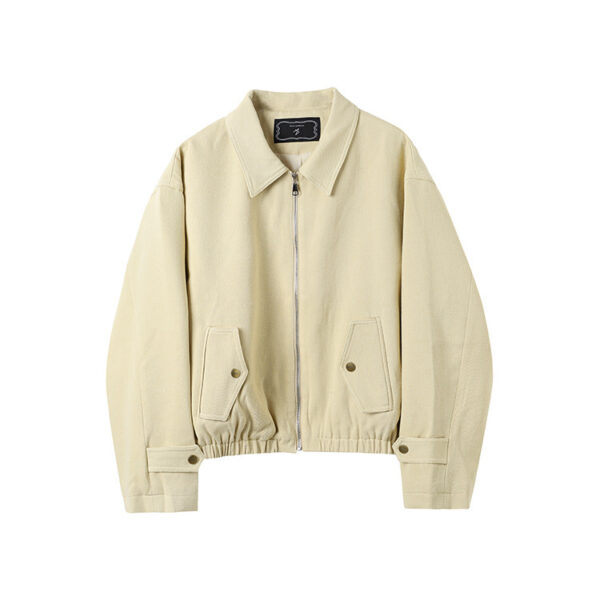Casual Solid Color Lapel Long Sleeve Loose Slimming Zipper Coat - Image 8
