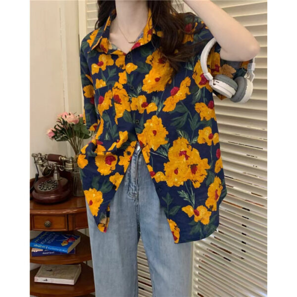 Retro Printed Shirt Top Summer Women's - Image 2