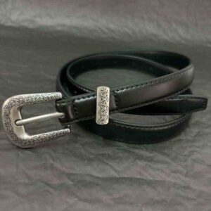 Special-interest Design Thin And Narrow Metal Carved Buckle Women's Leather Belt
