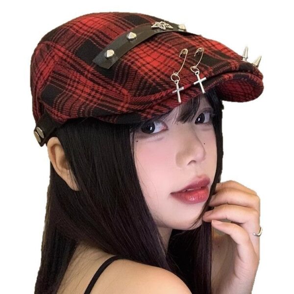 Dark Street Fashion Advance Hats Women's Neutral Plaid - Image 5
