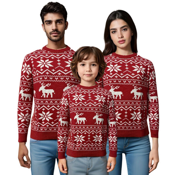 Women's Christmas Round Neck Loose Long Sleeves Sweater - Image 7